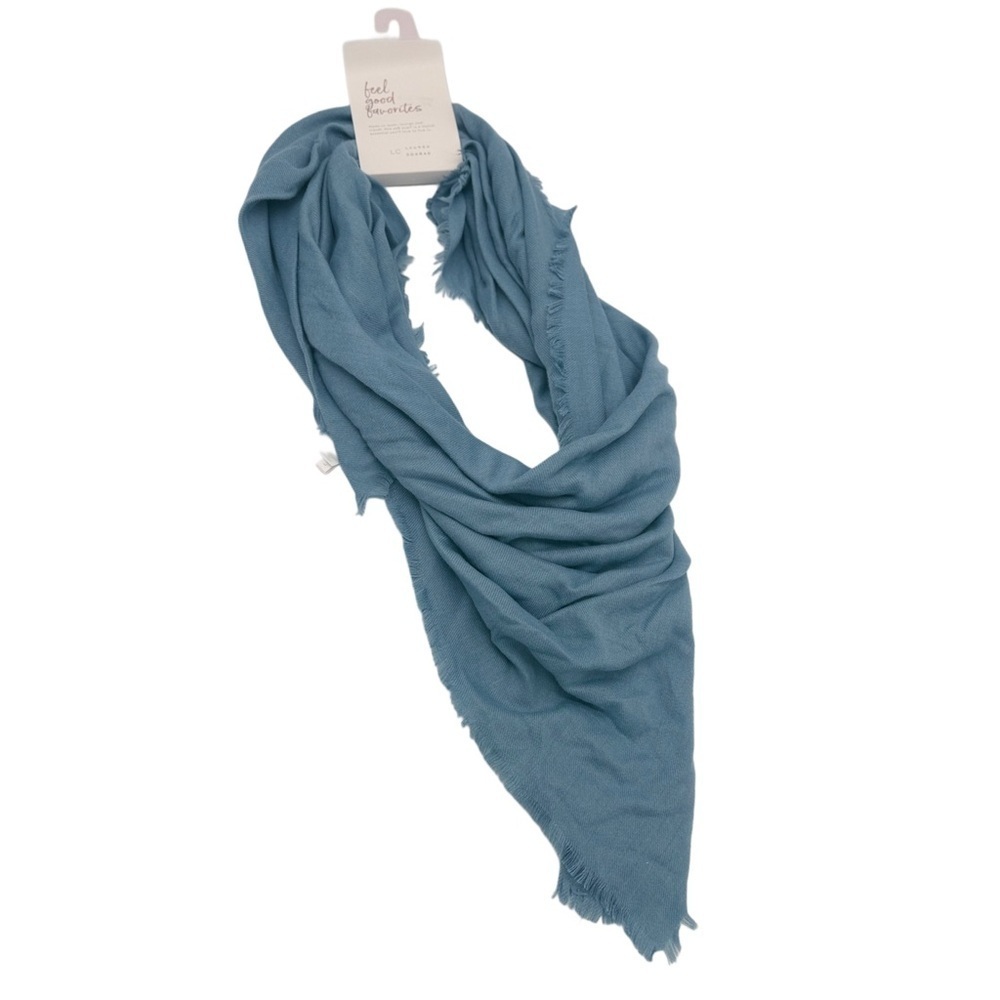 LC Lauren Conrad Blue Scarf with Fringed Edges